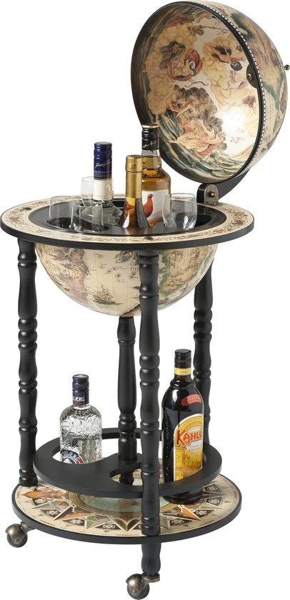 Brulo Wereldbol Globe Globebar Barglobe Vespucci Zwart/Wit 33 Cm 6 Brulo Wereldbol Globe Globebar Barglobe Vespucci Zwart/Wit 33 Cm - Afbeelding 4