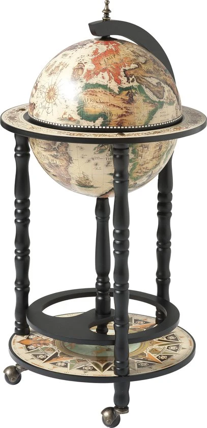 Brulo Wereldbol Globe Globebar Barglobe Vespucci Zwart/Wit 33 Cm 3 Brulo Wereldbol Globe Globebar Barglobe Vespucci Zwart/Wit 33 Cm