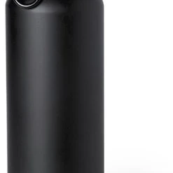 Bellatio Design Aluminium Waterfles/drinkfles Zwart Met Schroefdop En Karabijnhaak 800 Ml - Sportfles - Bidon