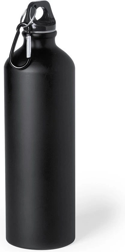 Bellatio Design Aluminium Waterfles/drinkfles Zwart Met Schroefdop En Karabijnhaak 800 Ml - Sportfles - Bidon 3 Bellatio Design Aluminium Waterfles/drinkfles Zwart Met Schroefdop En Karabijnhaak 800 Ml - Sportfles - Bidon