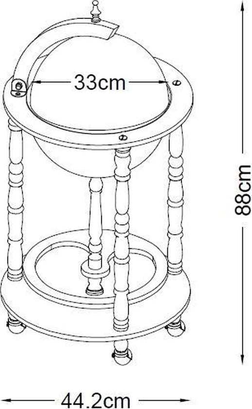 Brulo Wereldbol Globe Globebar Barglobe Vespucci Zwart/Wit 33 Cm 5 Brulo Wereldbol Globe Globebar Barglobe Vespucci Zwart/Wit 33 Cm - Afbeelding 3