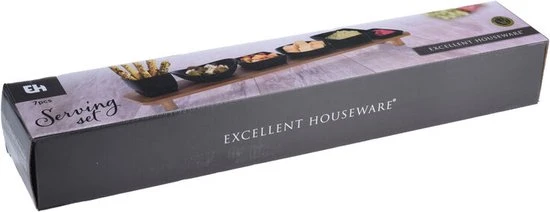 DoaBuy Excellent Houseware - Serveerset Tapas Op Bamboe Plateau 4 DoaBuy Excellent Houseware - Serveerset Tapas Op Bamboe Plateau - Afbeelding 2