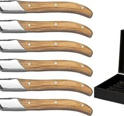 Jay Hill Steakmessen Laguiole - Raw Black - Olijfhout - 6 Stuks