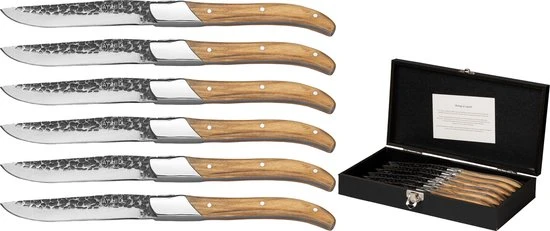 Jay Hill Steakmessen Laguiole - Raw Black - Olijfhout - 6 Stuks 3 Jay Hill Steakmessen Laguiole - Raw Black - Olijfhout - 6 Stuks