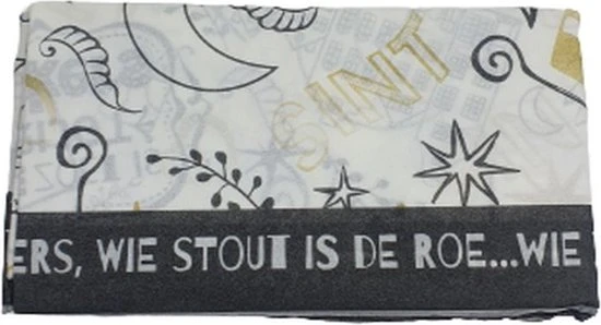 Merkloos Sinterklaas Tafelkleed ''Wie Stout Is'' - Wit / Zwart / Goud - Stevig Papier - 180 X 130 Cm 3 Merkloos Sinterklaas Tafelkleed ''Wie Stout Is'' - Wit / Zwart / Goud - Stevig Papier - 180 X 130 Cm