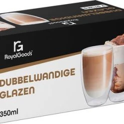 RoyalGoods® Dubbelwandige Glazen – Koffieglazen - Theeglazen – 350ML – 2 Stuks – Cappuccino Glazen - Latte Macchiato Glazen