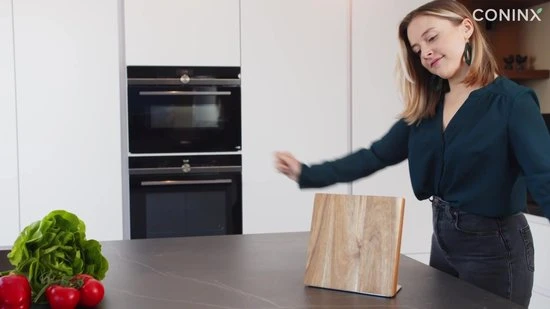 Coninx Quin Messenblok Magnetisch - Messenmagneet - Antislip - Messenhouder RVS / Acacia 4 Coninx Quin Messenblok Magnetisch - Messenmagneet - Antislip - Messenhouder RVS / Acacia - Afbeelding 2