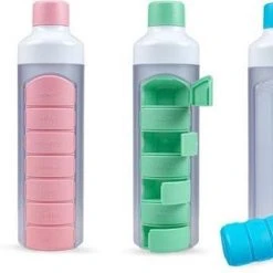 YOS Bottle - Waterfles Met Pillendoos - 7 Vaks - Groen -Tefal Shop 550x310 1
