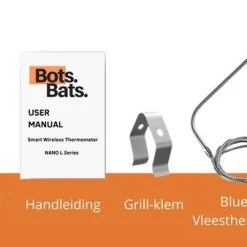 BotsBats® - Digitale BBQ Thermometer - Barbeque En Keuken Accessoires - Draadloze Vleesthermometer - Bluetooth Met App - Batterij Inbegrepen - Kernthermometer Draadloos - Cadeau Tip Voor Mannen -Tefal Shop 550x338 1