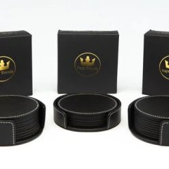 Vaja Trends Luxe Leren Onderzetters Voor Glazen - Met Houder - Set Van 10 - Zwart - Waterafstotend En Hittebestendig 20 Vaja Trends Luxe Leren Onderzetters Voor Glazen - Met Houder - Set Van 10 - Zwart - Waterafstotend En Hittebestendig -Tefal Shop 550x345