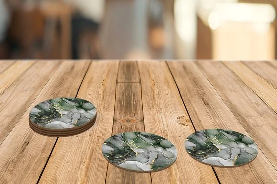 KitchenYeah Onderzetters Voor Glazen - Rond - Luxe - Marmer - Groen - 10x10 Cm - Glasonderzetters - 6 Stuks 6 KitchenYeah Onderzetters Voor Glazen - Rond - Luxe - Marmer - Groen - 10x10 Cm - Glasonderzetters - 6 Stuks - Afbeelding 4