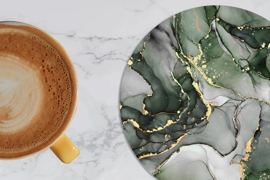 KitchenYeah Onderzetters Voor Glazen - Rond - Luxe - Marmer - Groen - 10x10 Cm - Glasonderzetters - 6 Stuks 7 KitchenYeah Onderzetters Voor Glazen - Rond - Luxe - Marmer - Groen - 10x10 Cm - Glasonderzetters - 6 Stuks - Afbeelding 5