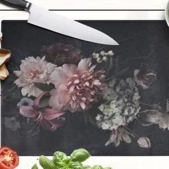 KitchenYeah Glazen Snijplank - 39x28 - Bloemen - Vintage - Pastel - Roze - Wit - Snijplanken Glas -Tefal Shop 550x366 44
