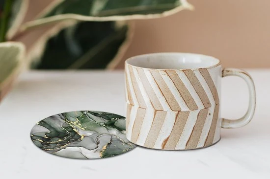 KitchenYeah Onderzetters Voor Glazen - Rond - Luxe - Marmer - Groen - 10x10 Cm - Glasonderzetters - 6 Stuks 9 KitchenYeah Onderzetters Voor Glazen - Rond - Luxe - Marmer - Groen - 10x10 Cm - Glasonderzetters - 6 Stuks - Afbeelding 7