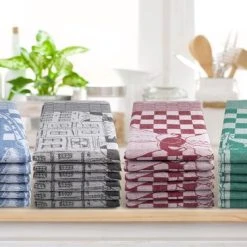 Seashell Oerhollands Luxe Theedoeken - 6 Stuks - Patroon Blok Herenhuis - Antraciet - 60x65cm -Tefal Shop 550x366 66