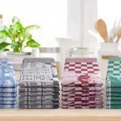 Seashell Oerhollands Luxe Theedoeken - 6 Stuks - Patroon Blok Herenhuis - Antraciet - 60x65cm -Tefal Shop 550x366 67