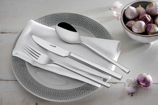 Sola Bestekset Montreux - Modern - 12 Persoons - 64 Delig - Zilverwit Edelstaal 18/10 - RVS - Zilver 4 Sola Bestekset Montreux - Modern - 12 Persoons - 64 Delig - Zilverwit Edelstaal 18/10 - RVS - Zilver - Afbeelding 2