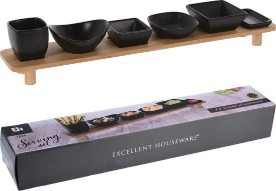 DoaBuy Excellent Houseware - Serveerset Tapas Op Bamboe Plateau 3 DoaBuy Excellent Houseware - Serveerset Tapas Op Bamboe Plateau