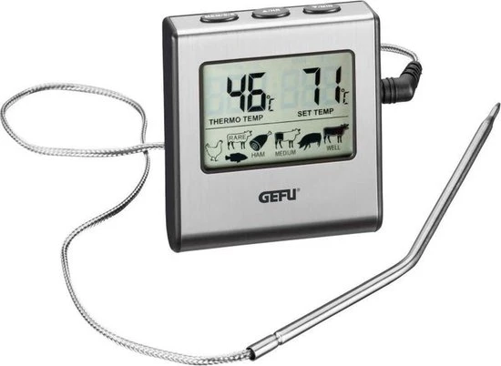 GEFU Thermometer - Digitaal - RVS - Zilver - Incl. Timer + Alarm 4 GEFU Thermometer - Digitaal - RVS - Zilver - Incl. Timer + Alarm - Afbeelding 2