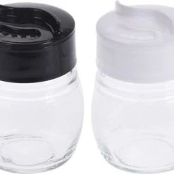 Excellent Houseware Setje Van 2x Stuks Peper En Zout Vaatjes / Strooiers Van Glas 5 X 7 Cm - Peper En Zout Stel