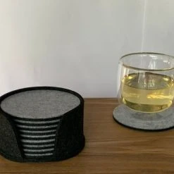 Merkloos Vilten Onderzetters Voor Glazen – 10 Stuks Met Houder – Tweekleurig – Hittebestendig – Absorberend – Makkelijk Schoon Te Maken -Tefal Shop 550x412 34