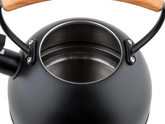 Floria Florina Natura Line Fluitketel RVS Mat Zwart 2.3 Liter - Geschikt Voor Alle Warmtebronnen - Scandinavische Stijl - Massief Houten Handvat 9 Floria Florina Natura Line Fluitketel RVS Mat Zwart 2.3 Liter - Geschikt Voor Alle Warmtebronnen - Scandinavische Stijl - Massief Houten Handvat - Afbeelding 7