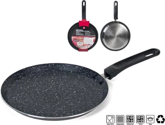 San Ignacio Aluminium Zwarte Pannenkoekenpan/crepepan 24 Cm Met Anti-aanbak Laag - Pannenkoeken/crepes - Koken 4 San Ignacio Aluminium Zwarte Pannenkoekenpan/crepepan 24 Cm Met Anti-aanbak Laag - Pannenkoeken/crepes - Koken - Afbeelding 2