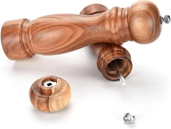 Timmers Trading Peper En Zoutmolen Set Van Acacia Hout Double Wood Klassiek 8 Timmers Trading Peper En Zoutmolen Set Van Acacia Hout Double Wood Klassiek - Afbeelding 6
