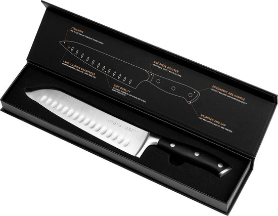 Latalis Pro Serie Santoku Mes 20 Cm - Keukenmes - RVS - Vlijmscherp Japans Koksmes In Een Giftbox 9 Latalis Pro Serie Santoku Mes 20 Cm - Keukenmes - RVS - Vlijmscherp Japans Koksmes In Een Giftbox - Afbeelding 7