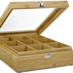 Bredemeijer - Theedoos 9-vaks Venster Bamboe Natural