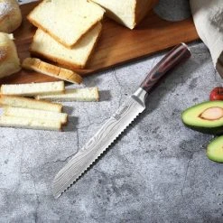 PAUDIN N4 Professioneel RVS Japans Broodmes En Banketmes 20 Cm - Scherp Kartelmes Gemaakt Van Hoogwaardig Roestvast Duits Carbonstaal - Damascus Patroon - Nu Extra Scherp Geprijst - Black Friday - Sint En Kerst -Tefal Shop 550x437 2