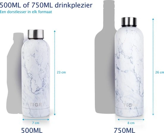 TIGR The Minimalist - Drinkfles - Thermosfles - RVS - 750ml - Wit Marmer 8 TIGR The Minimalist - Drinkfles - Thermosfles - RVS - 750ml - Wit Marmer - Afbeelding 6