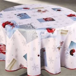 TafelzeilOnline Rond Kerst Tafelkleed Sneeuwvlokken 160 Cm