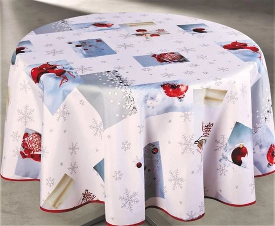 TafelzeilOnline Rond Kerst Tafelkleed Sneeuwvlokken 160 Cm 3 TafelzeilOnline Rond Kerst Tafelkleed Sneeuwvlokken 160 Cm