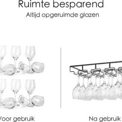 Flokoo Wijnglazen Houder - Zwart - 4 Rijen - 12 Glazen - Ophangrek Wijnglazen - Wijnrek - Glazenrek - Wijn Glas Rek - Wijnglas Houder - Wijnglazenhouder - Glasophangrek - Wijnglas Rek - Bar En Keuken -Tefal Shop 550x463 3