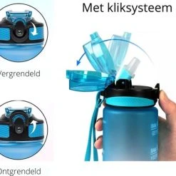 Merkloos Waterfles Met Tijdmarkering | Sport Waterfles | Drinkfles Met Rietje | Tritan Waterflessen | Lekvrije Sportfles | 1 Liter Waterfles | Motivatie Waterfles | Motiverende Drinkfles | Drinkflessen | BPA Vrij | Cadeau | Blauw Roze -Tefal Shop 550x464 3