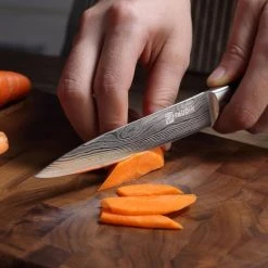 PAUDIN N7 Professioneel RVS Japans Officemes 12,5 Cm - Vlijmscherp Universeel Groentemes Gemaakt Van Hoogwaardig Roestvast Duits Carbonstaal - Damascus Patroon - Nu Extra Scherp Geprijst - Black Friday - Sint En Kerst -Tefal Shop 550x467