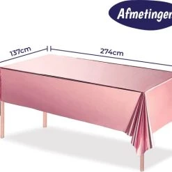 Happy Happenings Folie Tafelkleed - Folie Tafellaken - Geboorte Decoratie Meisje - Tafel Accessoire - Feestje - Party Plastic Decoratie - Metallic Tafelzeil - Verjaardag Versiering - Gender Reveal - Sweet 16 Birthday - 137 X 274 Cm - Roze -Tefal Shop 550x469 1