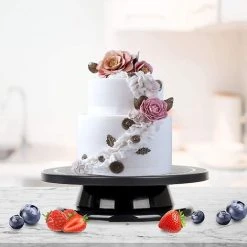 EverdayGoods EverydayGoods - Draaiplateau Taart - Taartplateau Draaibaar - Taartplateau Op Voet - Draaitafel Taart - Draaiplateau Fotografie - 27,5cm - Anti-slip - Zwart