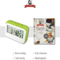 Krumble Digitale Kookwekker - Met Digitale Klok En Alarm - Perfect Voor In De Keuken Met Magneet En Rubberen Stootrand - Wit Met Groen 11 Krumble Digitale Kookwekker - Met Digitale Klok En Alarm - Perfect Voor In De Keuken Met Magneet En Rubberen Stootrand - Wit Met Groen -Tefal Shop 550x479 2