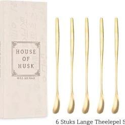 House Of Husk Latte Macchiato Lepels Set - Lange Theelepels - Koffielepels - Longdrinklepels - Barlepel - RVS - 6 Stuks - 17CM - Goud -Tefal Shop 550x489 1