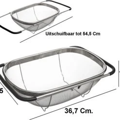 Merkloos Decopatent® RVS Keuken Vergiet / Zeef - Uitschuifbaar Van 36,7 Naar 54,5 - Pasta / Aardappels / Groente Afgieten - Gootsteen Zeef 9 Merkloos Decopatent® RVS Keuken Vergiet / Zeef - Uitschuifbaar Van 36,7 Naar 54,5 - Pasta / Aardappels / Groente Afgieten - Gootsteen Zeef -Tefal Shop 550x491