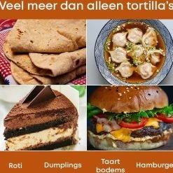 YUGN Tortilla Pers Roti Maker Hamburgerpers Inclusief 100 Stuks Bakpapier Vellen – Tortilla Maker Tortillapers Ook Als Wrap Taco En Hamburger Pers - Tortilla Press Veelzijdig En IJzersterk Gietijzer- Inclusief EBook - 19 CM Diameter - Vaderdag Cadeau -Tefal Shop 550x500 2