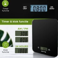 Witts Digitale Precisie Keuken Weegschaal – 1gr Tot 15 Kg – Tarra Functie – Elektrisch – Zwart -Tefal Shop 550x500
