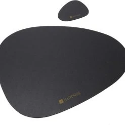 LUTCHOS Placemat Set - 12 Delig - Beautiful Black - Lederlook - Waterafstotend - Krasbestendig