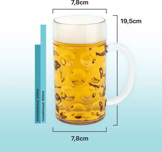 MyDrinkglass Plastic Bierpul | Bierpul Plastic | 6 Stuks | Oktoberfest | Plastic Glazen | Zero Waste | Herbruikbaar | Onbreekbare Bierpullen | 500 Ml | 5 MyDrinkglass Plastic Bierpul | Bierpul Plastic | 6 Stuks | Oktoberfest | Plastic Glazen | Zero Waste | Herbruikbaar | Onbreekbare Bierpullen | 500 Ml | - Afbeelding 3