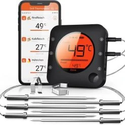 Claire BF-5 BBQ Thermometer - Vleesthermometer - Oventhermometer - Draadloos Met App - Incl. Batterijen En 6 Meetsondes