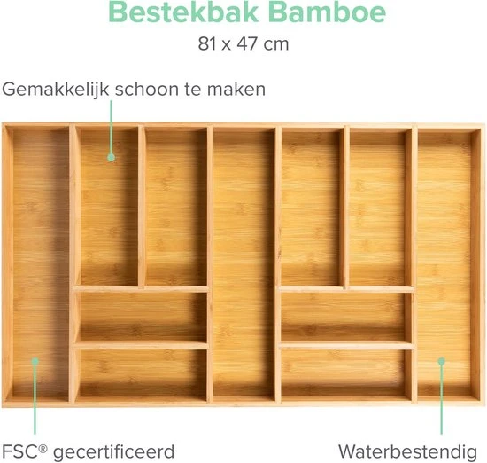 Grote Bestekbak Bamboe 81x47CM - Coninx Besteklade - Opbergbak - Duurzaam - Bamboe - Voor Laden Vanaf 47cm Diep 9 Grote Bestekbak Bamboe 81x47CM - Coninx Besteklade - Opbergbak - Duurzaam - Bamboe - Voor Laden Vanaf 47cm Diep - Afbeelding 7