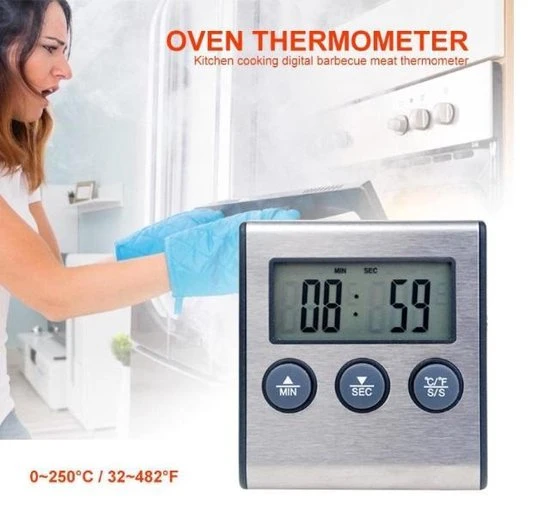 Merkloos Temperatuur Meter - 2 In 1 Digitale Professionele Thermometer En Wekker - Vleesthermometer - Kern Temperatuurmeter Voor Vlees/Vloeistof - 0-250 Graden Celcius 4 Merkloos Temperatuur Meter - 2 In 1 Digitale Professionele Thermometer En Wekker - Vleesthermometer - Kern Temperatuurmeter Voor Vlees/Vloeistof - 0-250 Graden Celcius - Afbeelding 2