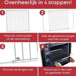 YUGN Oven Pakket – Universeel Rooster En Bakplaat Enorm Verstelbaar – Recept Voor Maken Van Heerlijke Gerechten - Met Gratis E-Book En Bakkwast -3 X 33 X 37-52 Cm -Tefal Shop 550x526 2